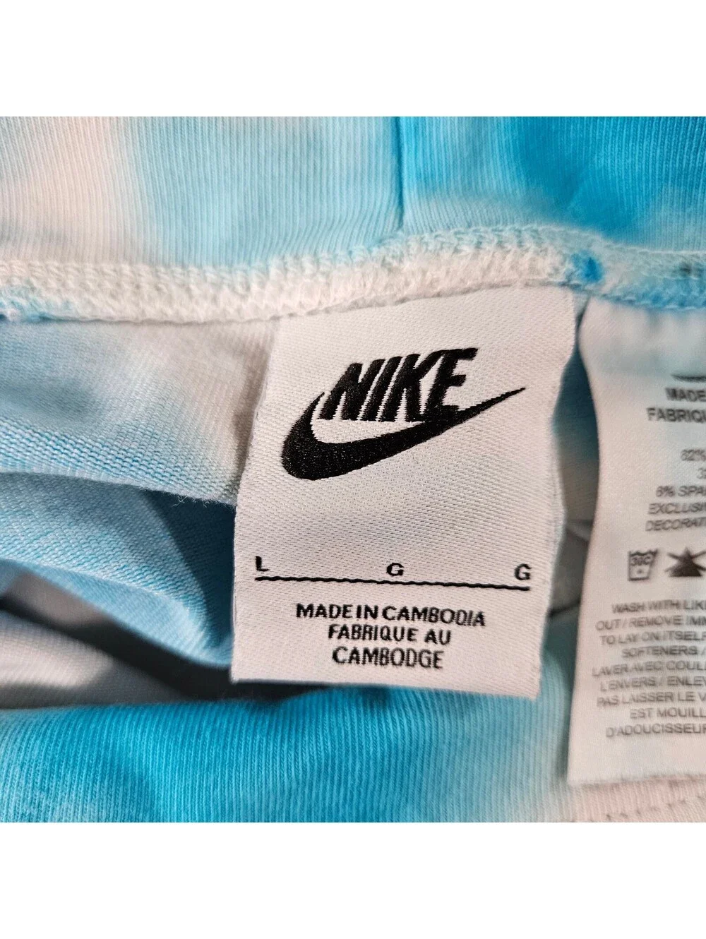 Nike Girls Leggings Size Large L Blue White Tie Dye Cloud DX5045-468 Sportswear